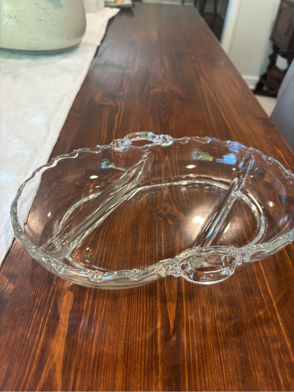 Vintage MCM Glass Divided Relish Serving Dish